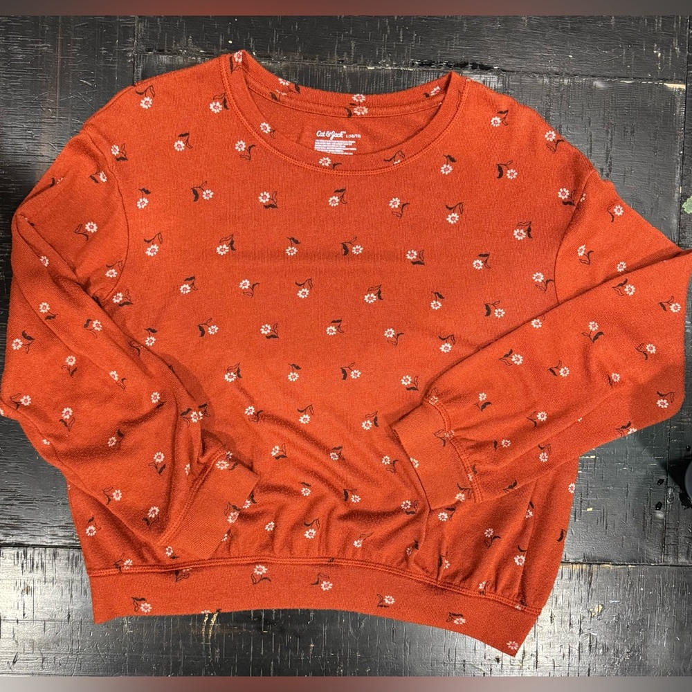 Cat & Jack Orange Floral Kids Sweater